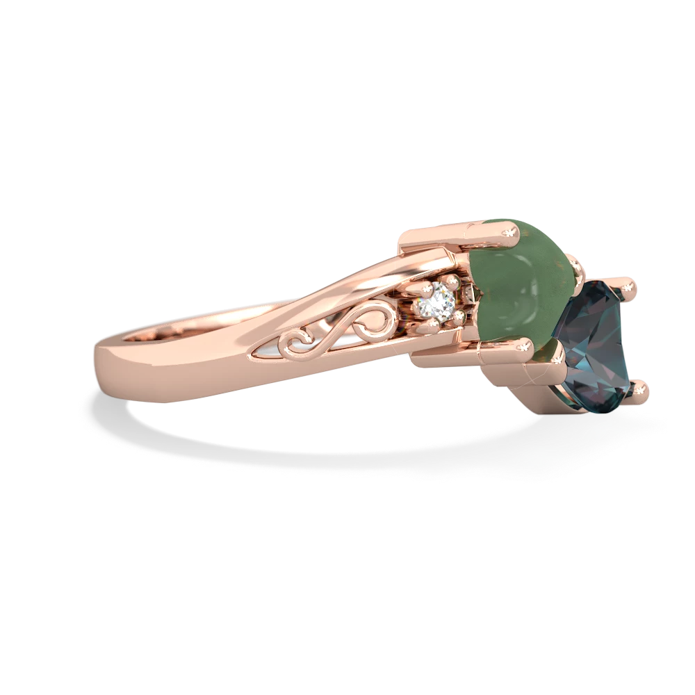 Jade Snuggling Hearts 14K Rose Gold ring R2178