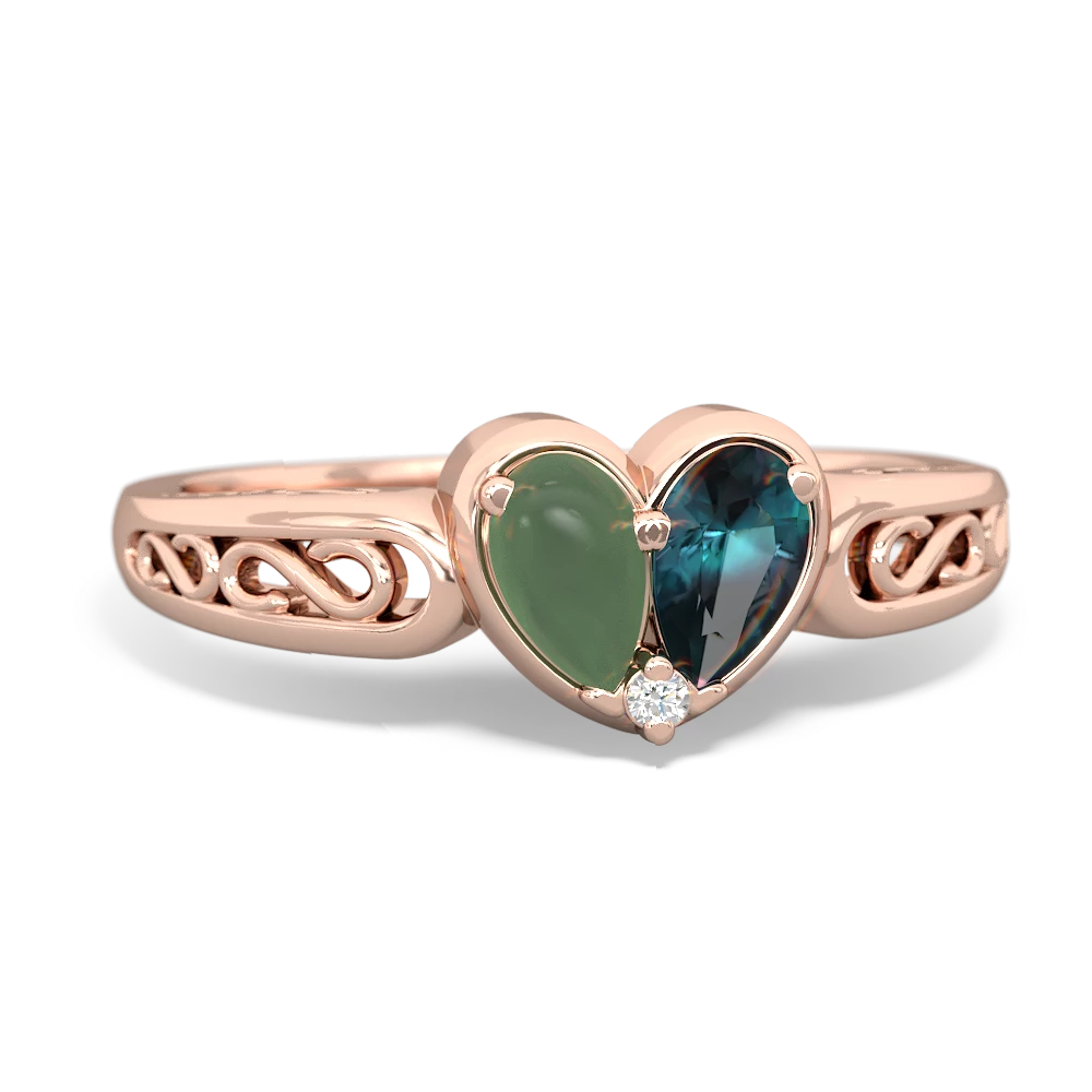 Jade Filligree 'One Heart' 14K Rose Gold ring R5070