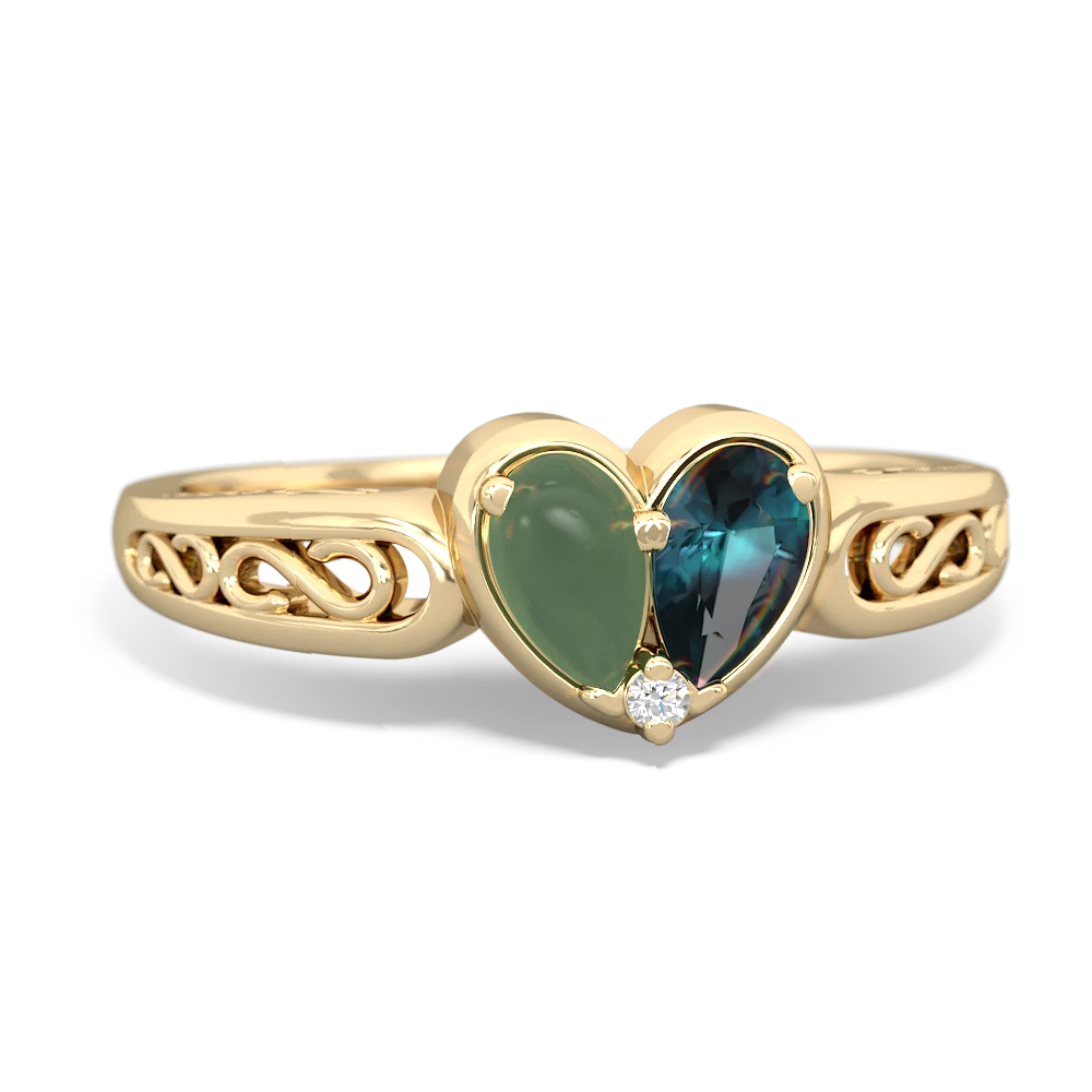 Jade Filligree 'One Heart' 14K Yellow Gold ring R5070