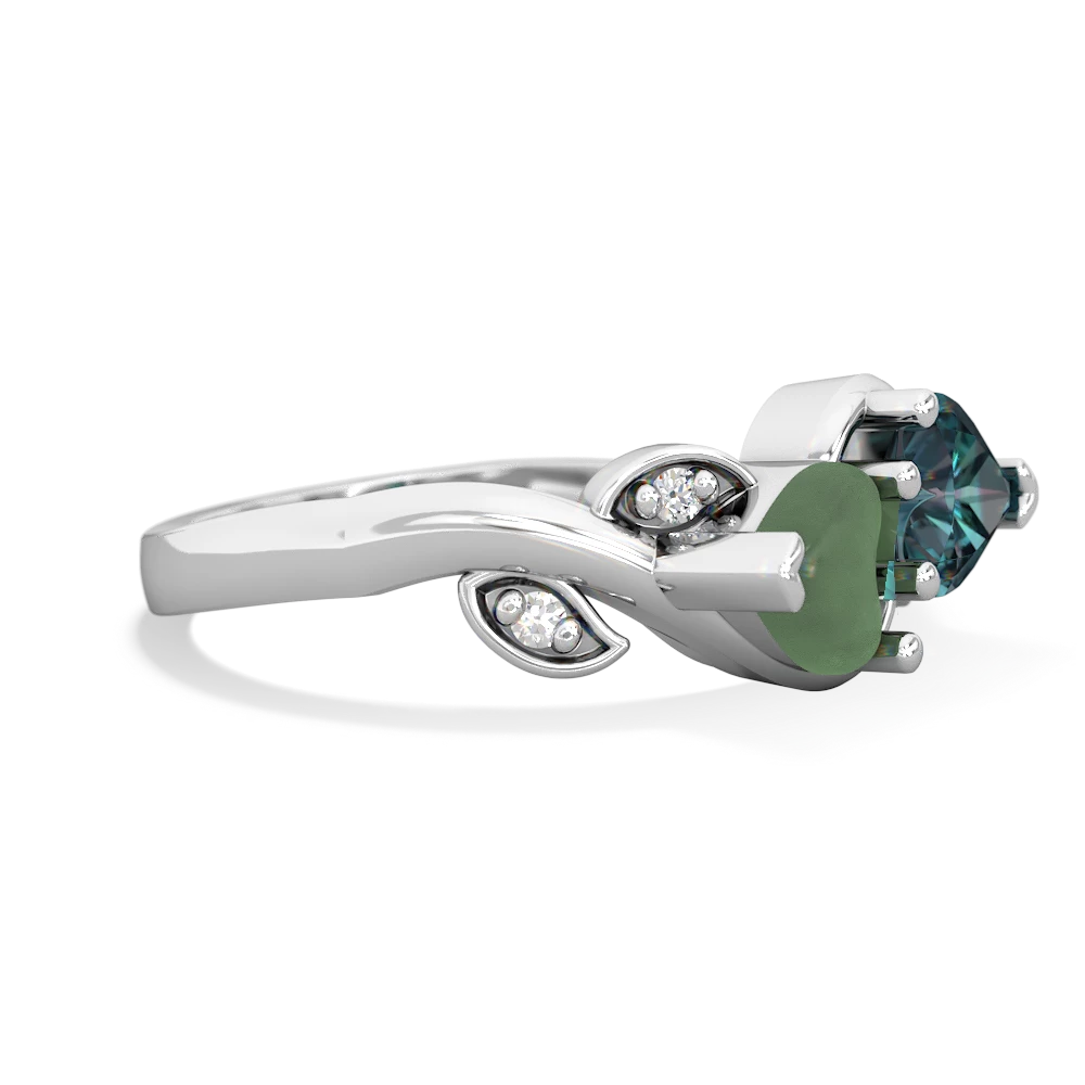 Jade Floral Elegance 14K White Gold ring R5790