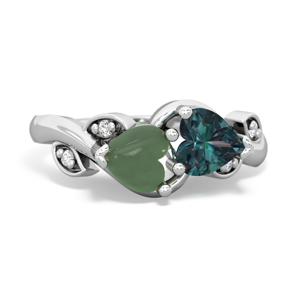 Jade Floral Elegance 14K White Gold ring R5790