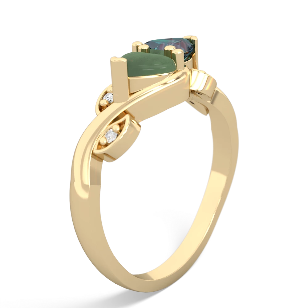 Jade Floral Elegance 14K Yellow Gold ring R5790