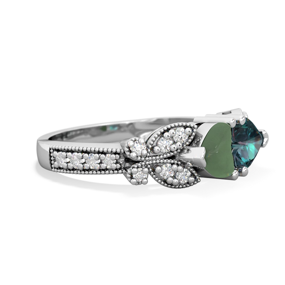 Jade Diamond Butterflies 14K White Gold ring R5601