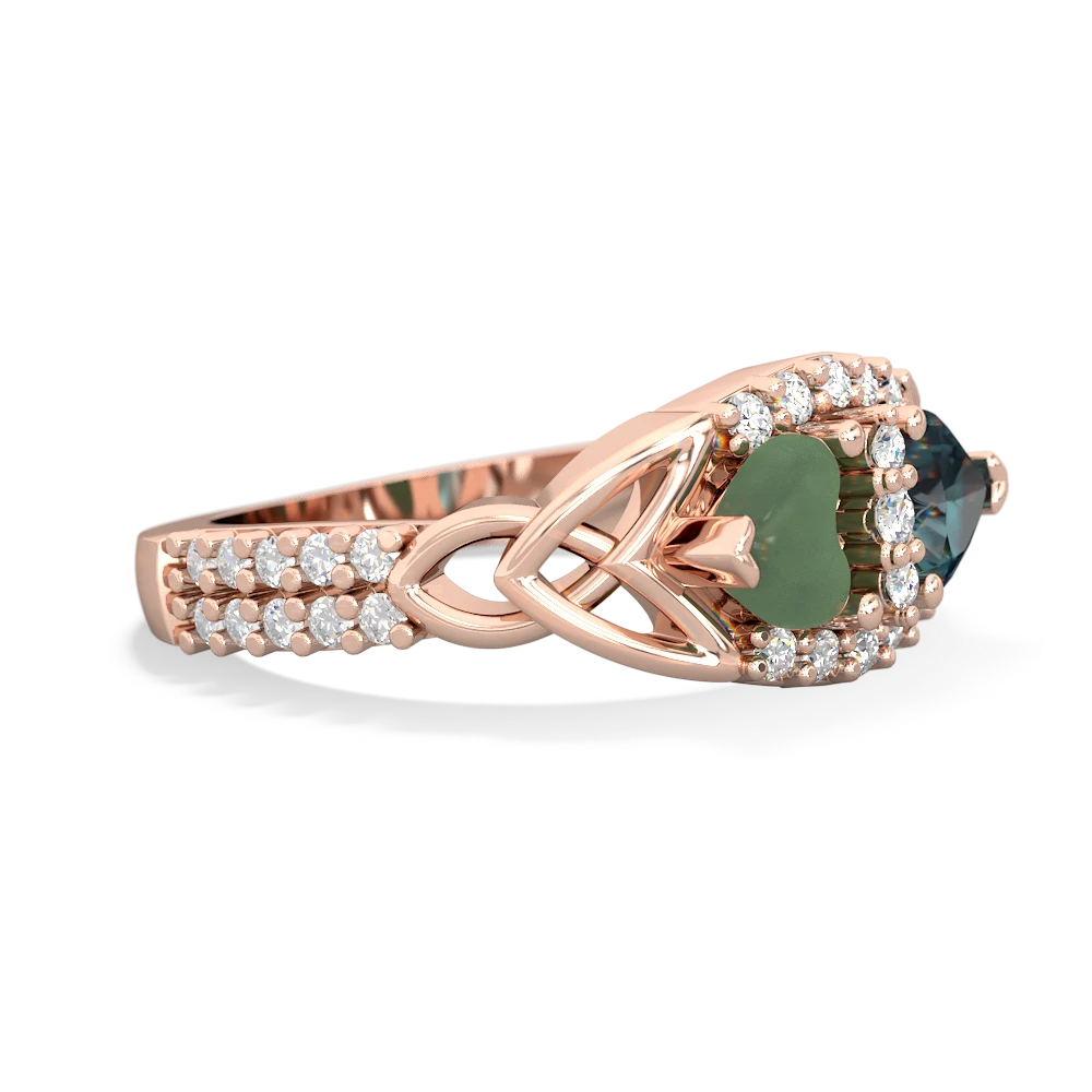 Jade Sparkling Celtic Knot 14K Rose Gold ring R2645