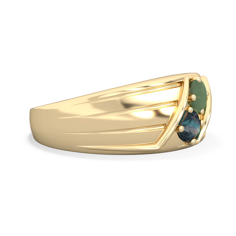 Jade Men's Streamline 14K Yellow Gold ring R0460