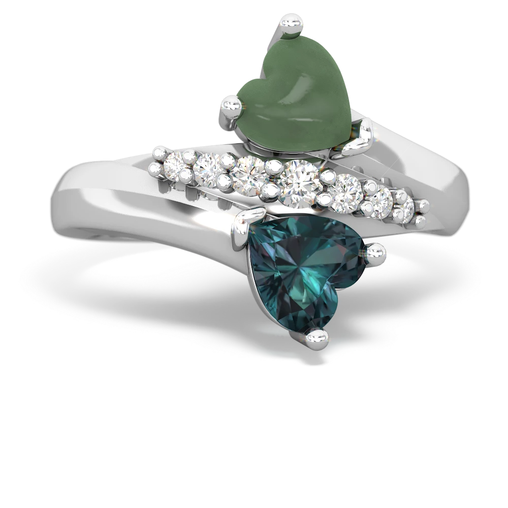 Jade Heart To Heart 14K White Gold ring R2064