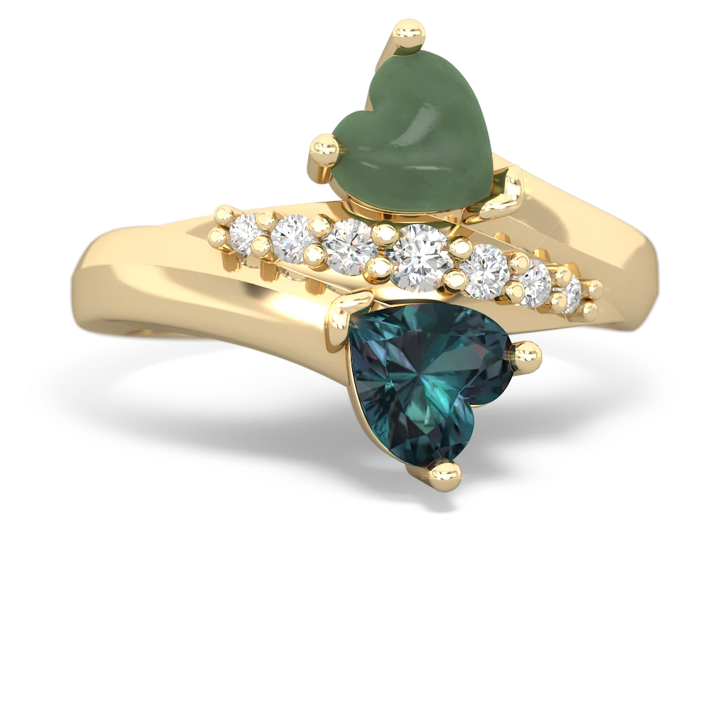 Jade Heart To Heart 14K Yellow Gold ring R2064