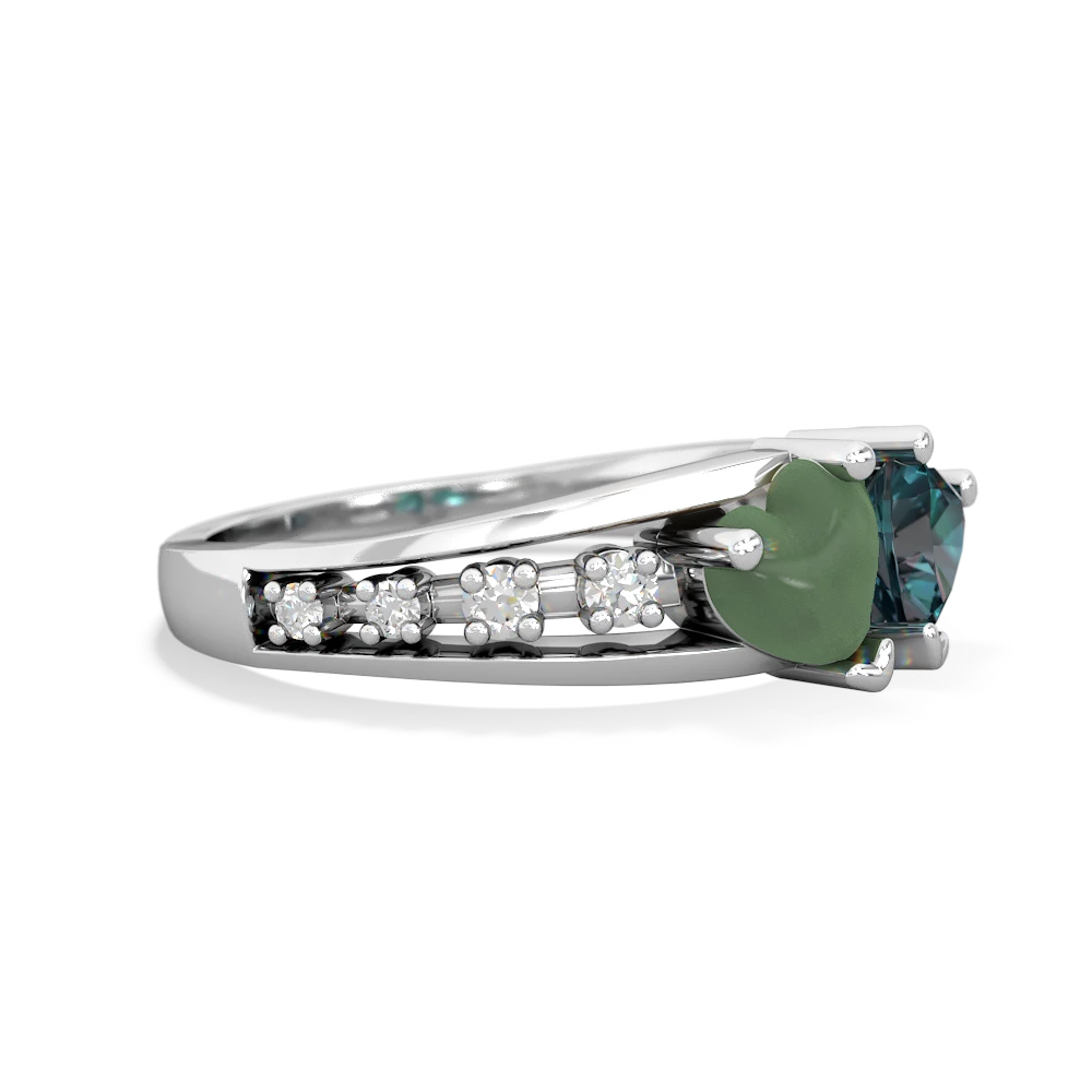 Jade Heart To Heart 14K White Gold ring R3342