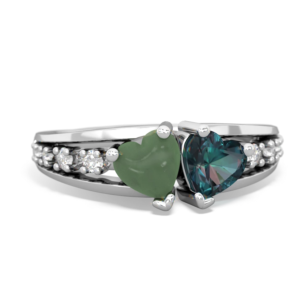 Jade Heart To Heart 14K White Gold ring R3342