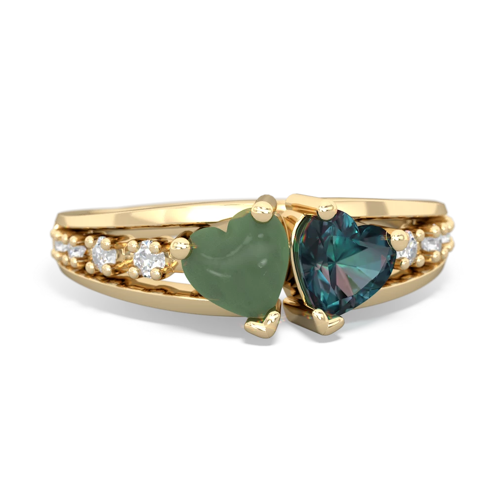 Jade Heart To Heart 14K Yellow Gold ring R3342