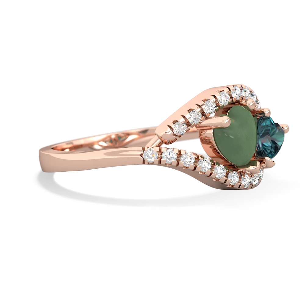 Jade Mother And Child 14K Rose Gold ring R3010