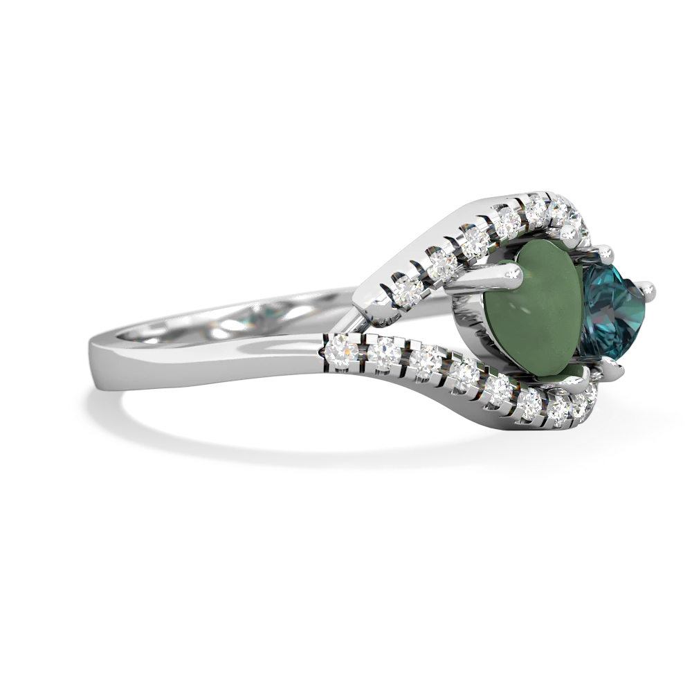 Jade Mother And Child 14K White Gold ring R3010