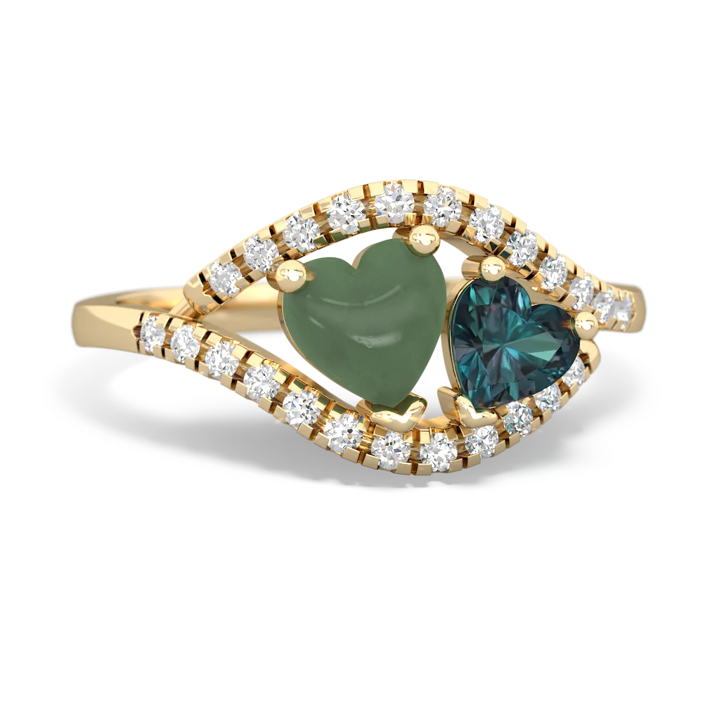 Jade Mother And Child 14K Yellow Gold ring R3010