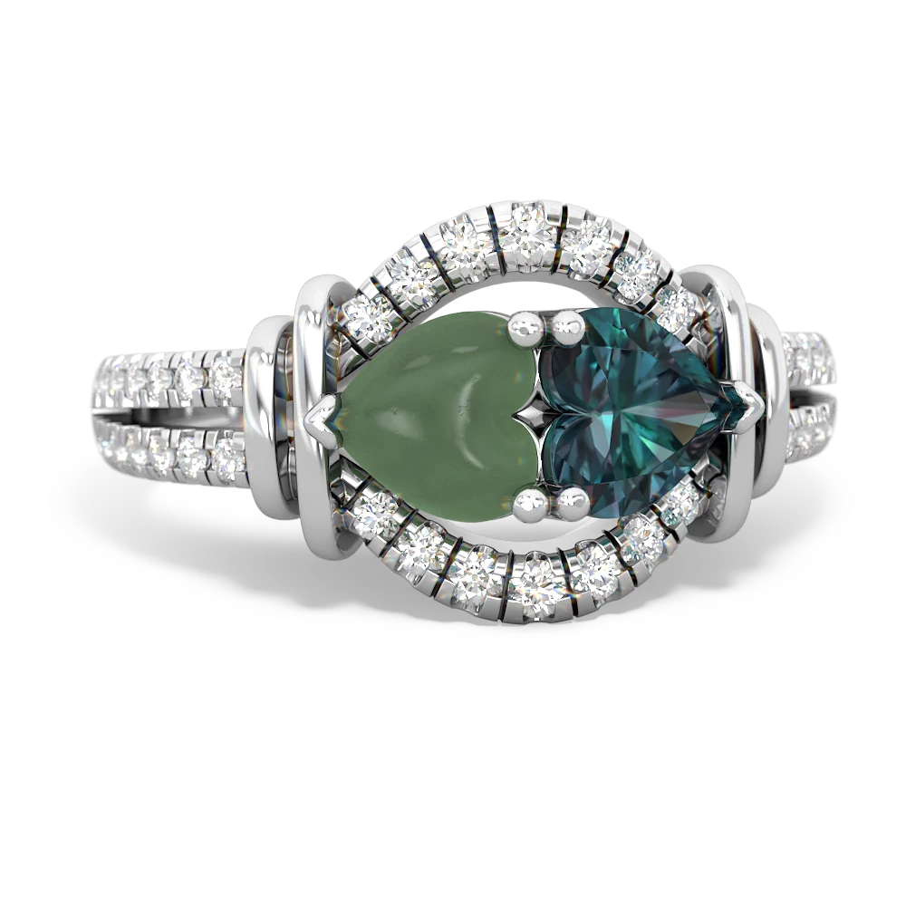 Jade Art-Deco Keepsake 14K White Gold ring R5630