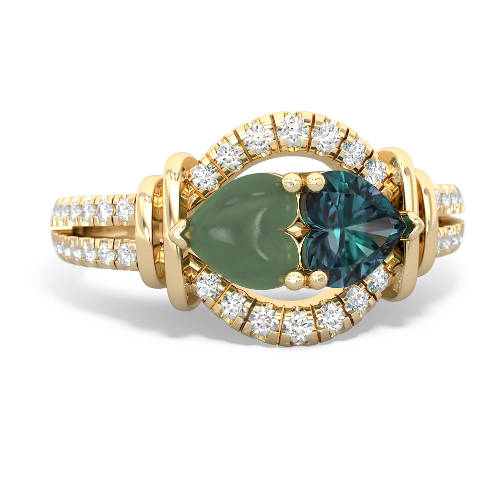 Jade Art-Deco Keepsake 14K Yellow Gold ring R5630