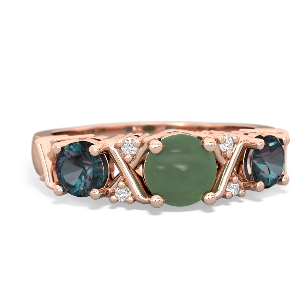 Jade Hugs And Kisses 14K Rose Gold ring R5016