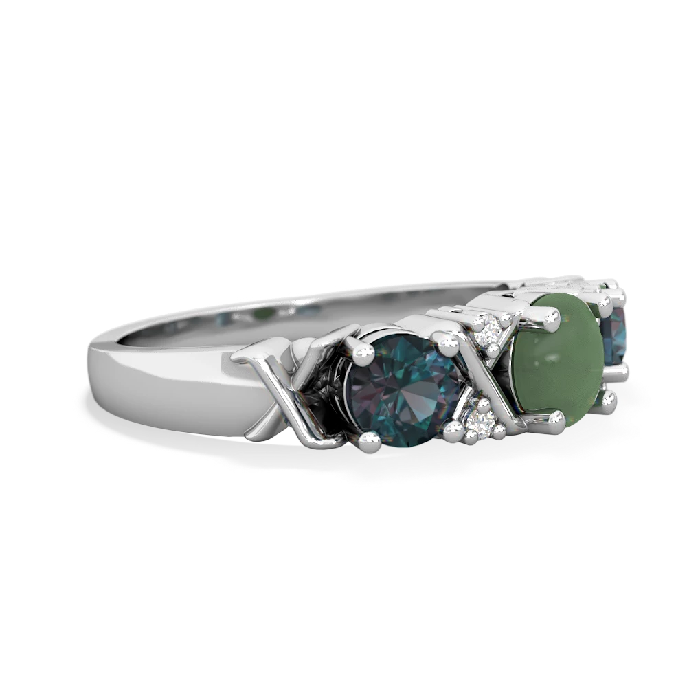 Jade Hugs And Kisses 14K White Gold ring R5016