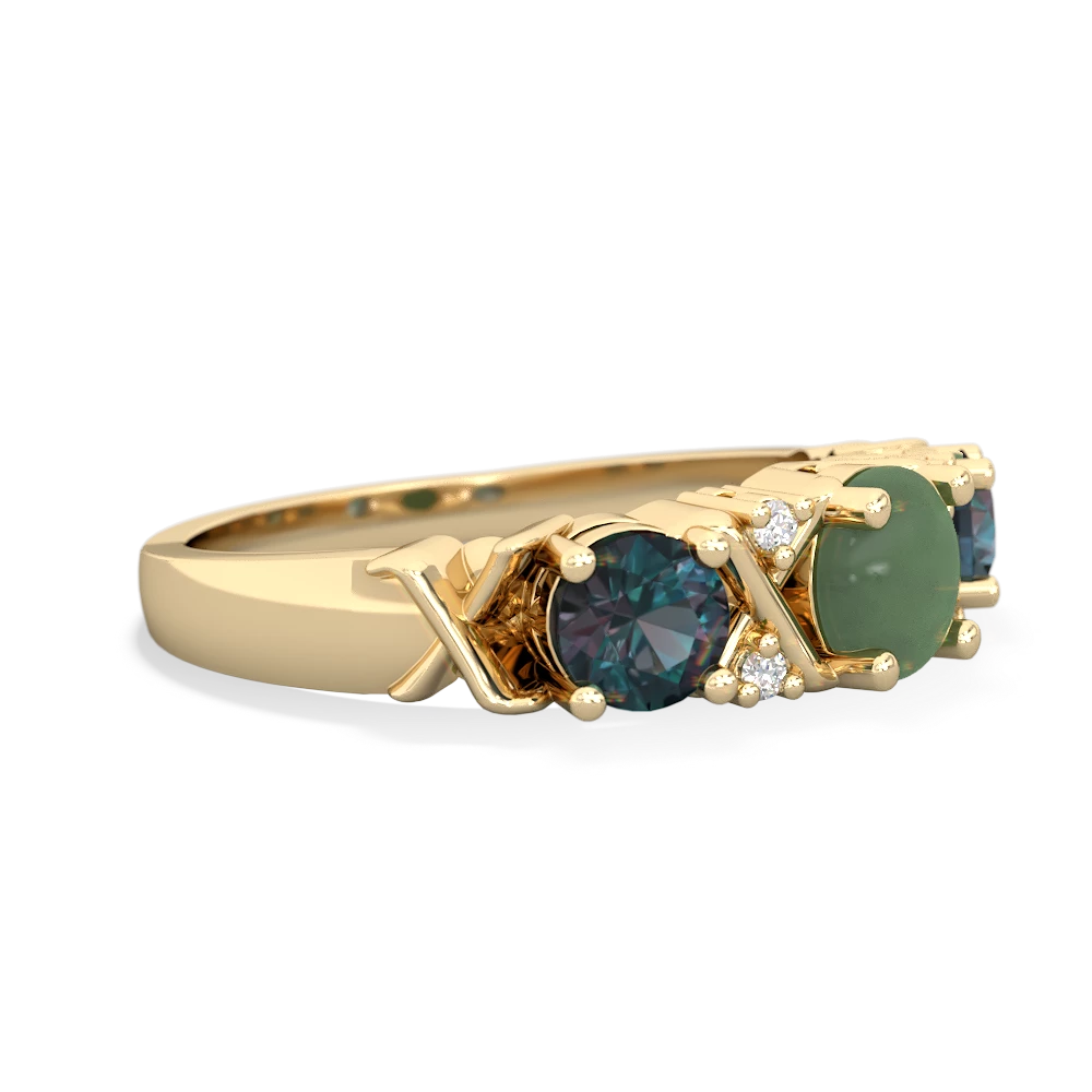 Jade Hugs And Kisses 14K Yellow Gold ring R5016