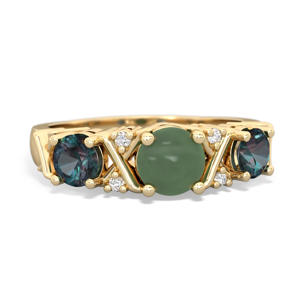 Jade Hugs And Kisses 14K Yellow Gold ring R5016