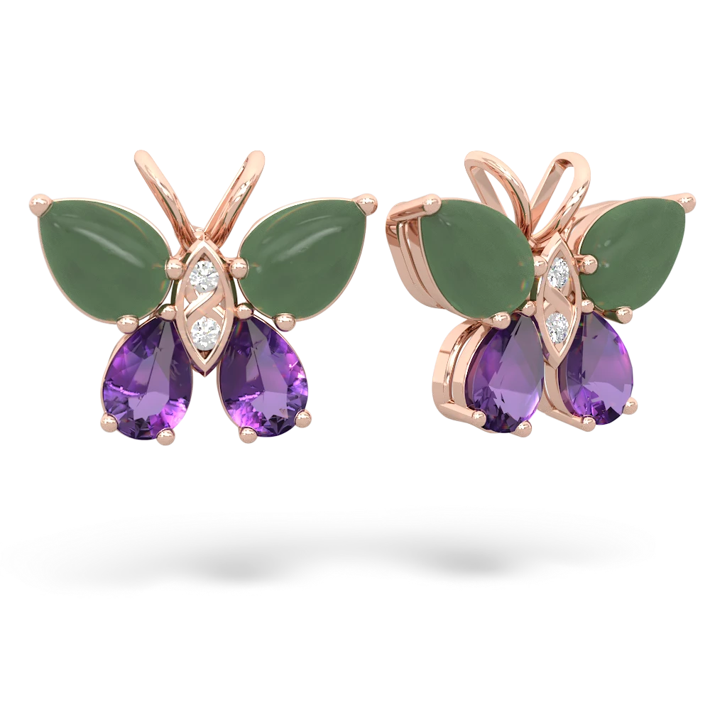 Jade Butterfly 14K Rose Gold earrings E2215