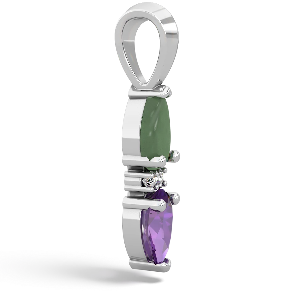 Jade Bowtie Drop 14K White Gold pendant P0865