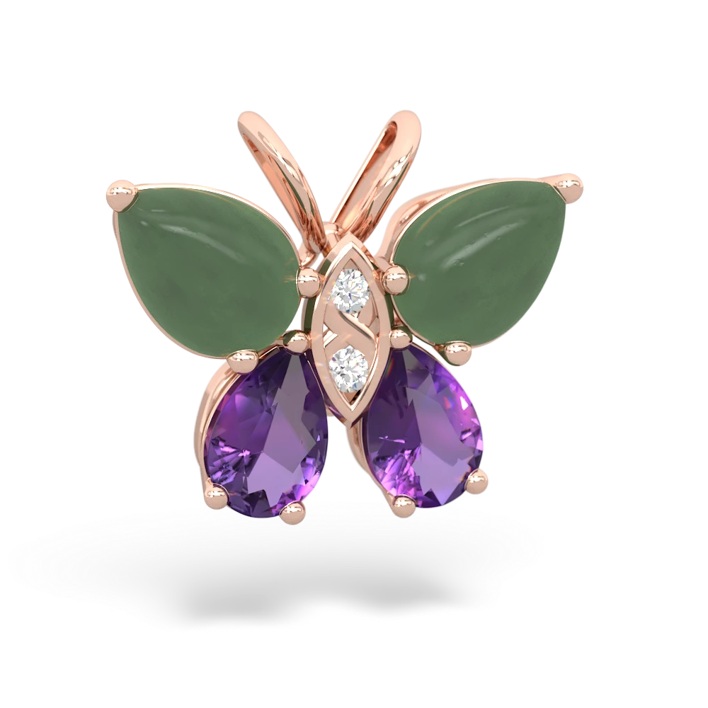 Jade Butterfly 14K Rose Gold pendant P2215