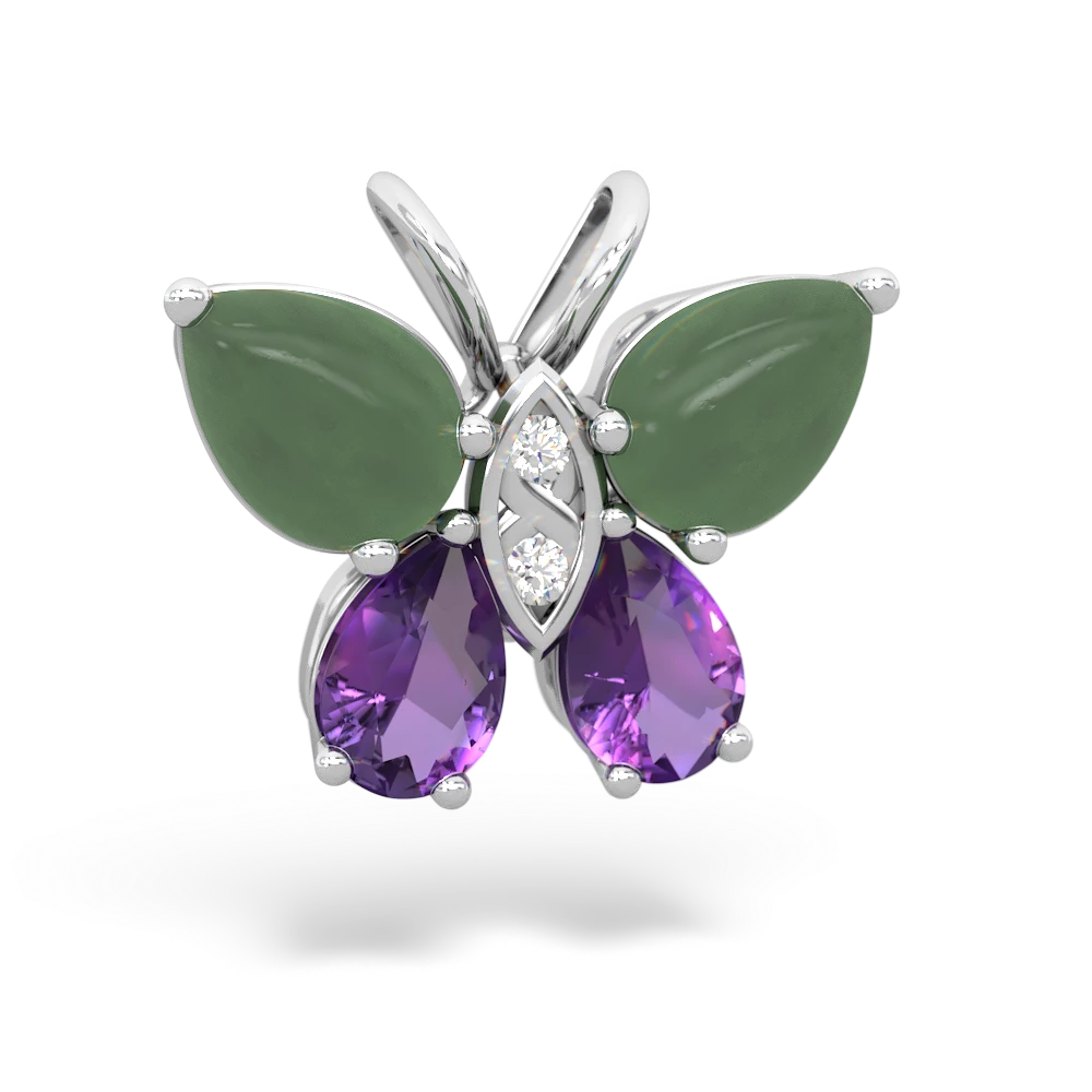 Jade Butterfly 14K White Gold pendant P2215