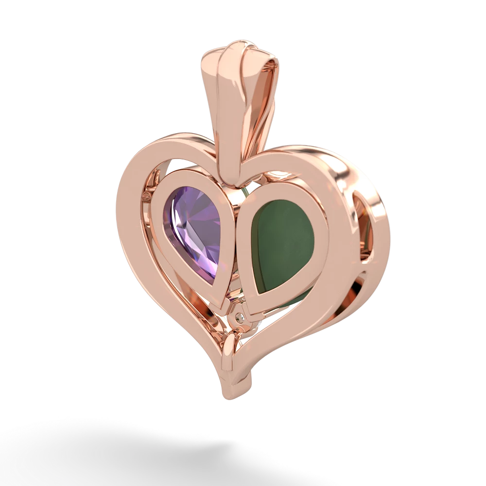 Jade Two Become One 14K Rose Gold pendant P5330