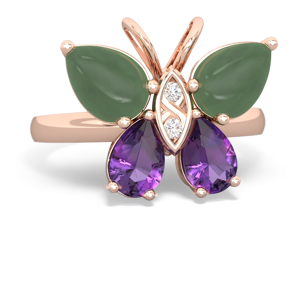 Jade Butterfly 14K Rose Gold ring R2215