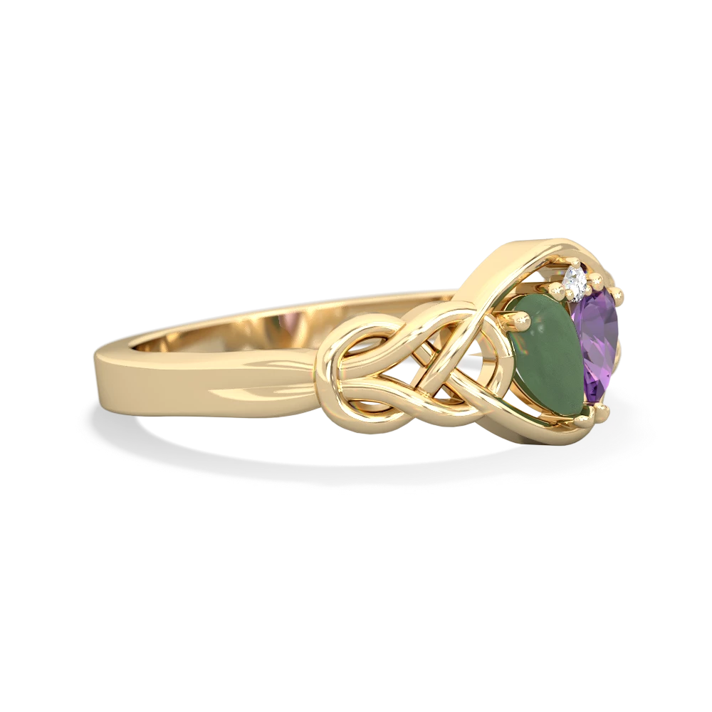 Jade Celtic Love Knot 14K Yellow Gold ring R5420