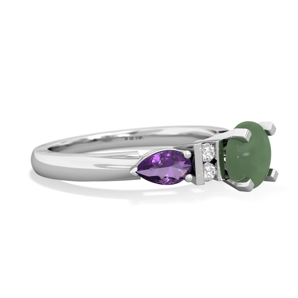 Jade 6Mm Round Eternal Embrace Engagement 14K White Gold ring R2005