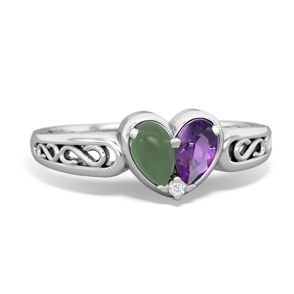 Jade Filligree 'One Heart' 14K White Gold ring R5070