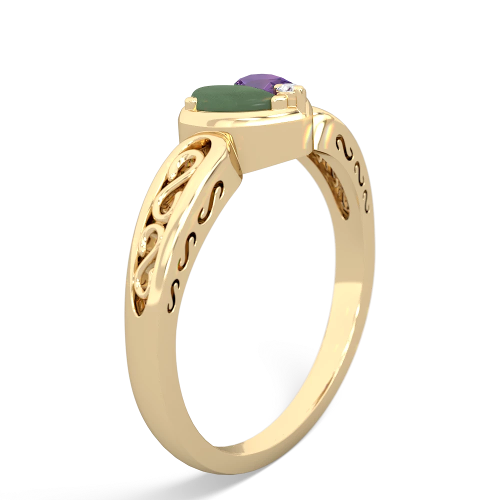 Jade Filligree 'One Heart' 14K Yellow Gold ring R5070