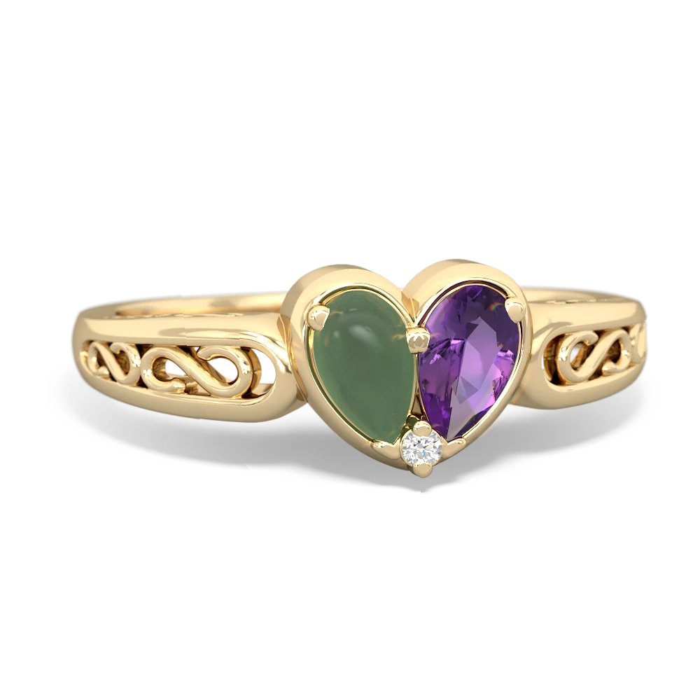 Jade Filligree 'One Heart' 14K Yellow Gold ring R5070