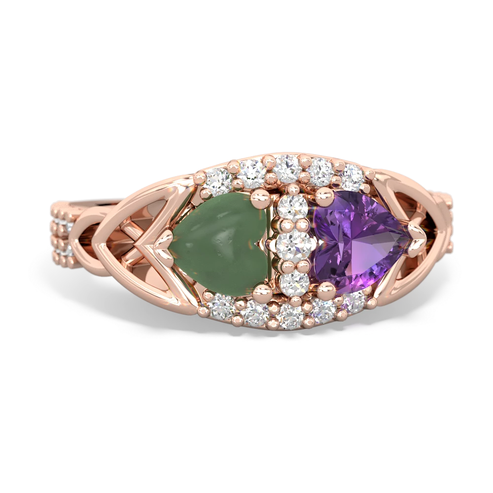 Jade Sparkling Celtic Knot 14K Rose Gold ring R2645