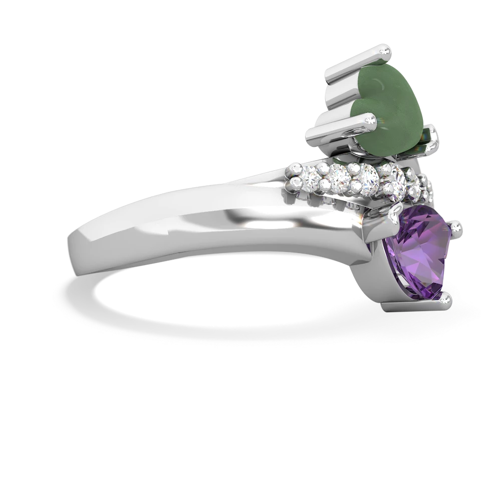 Jade Heart To Heart 14K White Gold ring R2064