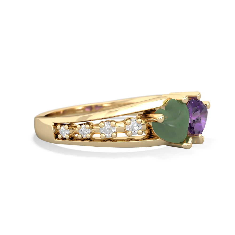 Jade Heart To Heart 14K Yellow Gold ring R3342