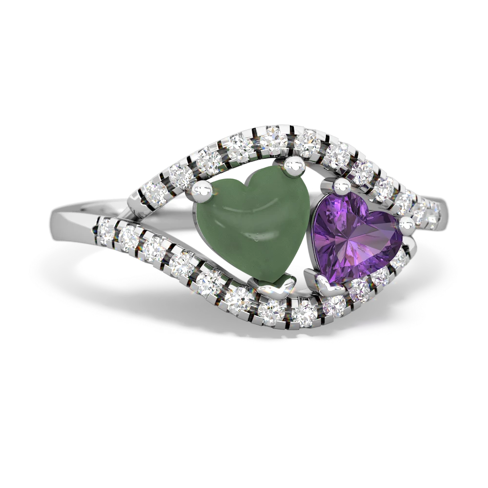 Jade Mother And Child 14K White Gold ring R3010