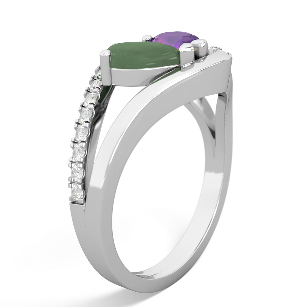 Jade Nestled Heart Keepsake 14K White Gold ring R5650