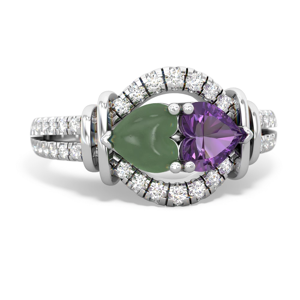 Jade Art-Deco Keepsake 14K White Gold ring R5630