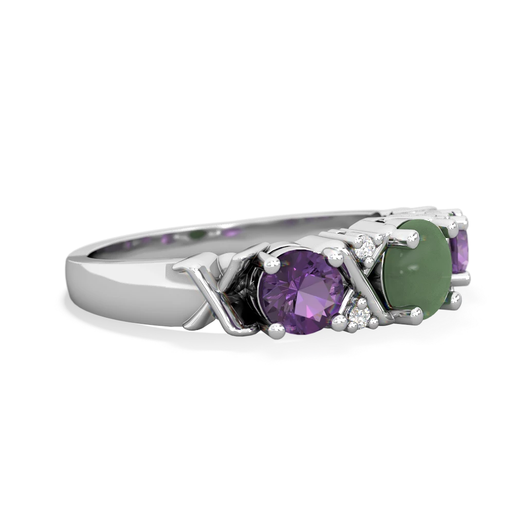 Jade Hugs And Kisses 14K White Gold ring R5016