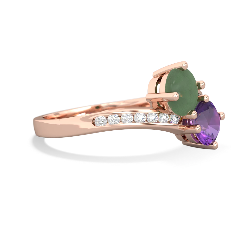 Jade Channel Set Two Stone 14K Rose Gold ring R5303