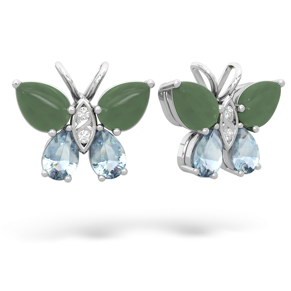 Jade Butterfly 14K White Gold earrings E2215