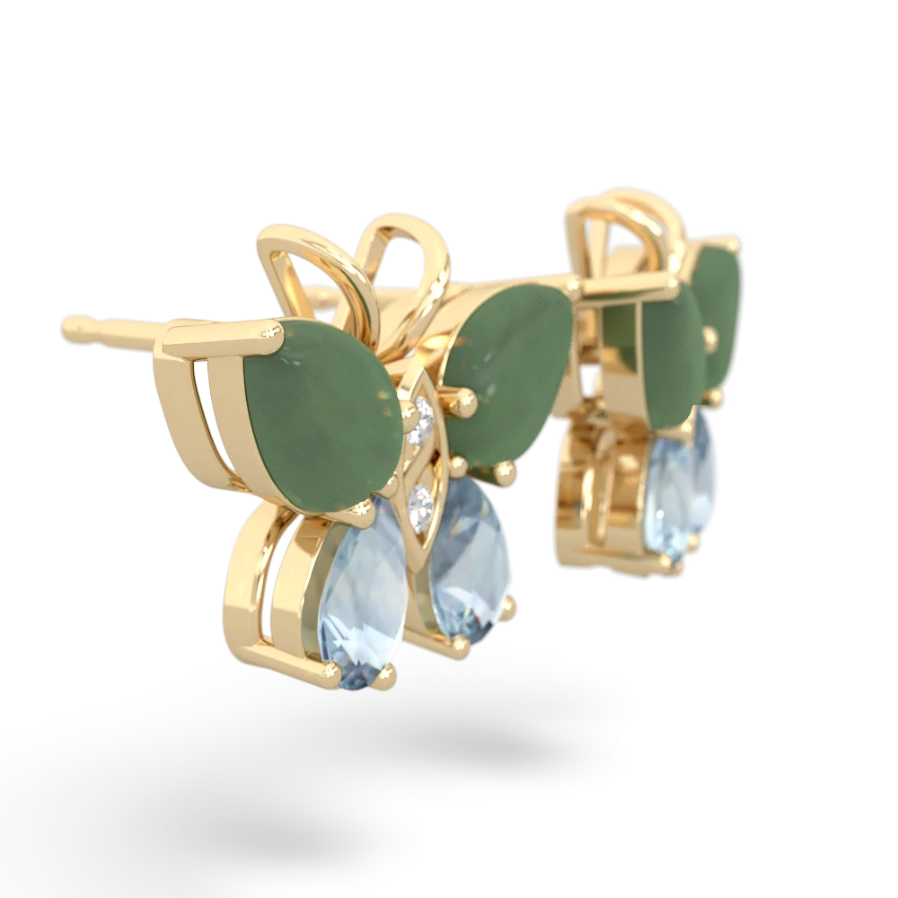 Jade Butterfly 14K Yellow Gold earrings E2215