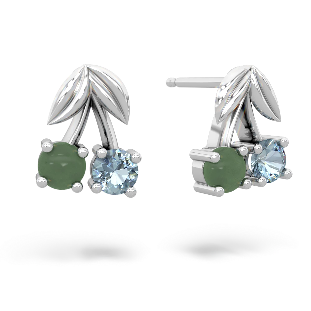 Jade Sweet Cherries 14K White Gold earrings E7001