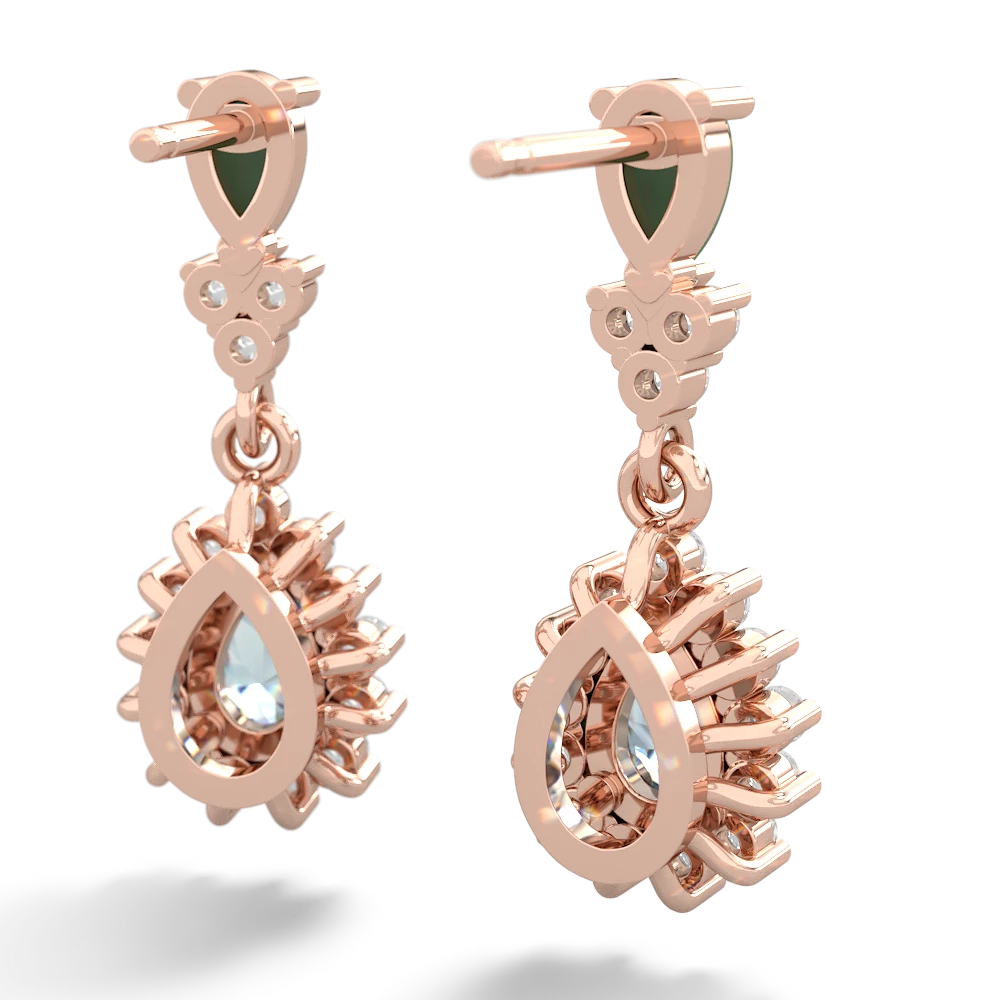 Jade Halo Pear Dangle 14K Rose Gold earrings E1882