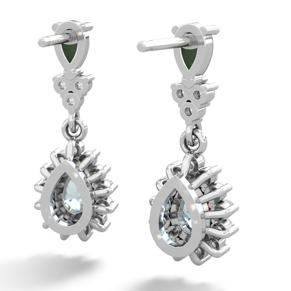 Jade Halo Pear Dangle 14K White Gold earrings E1882