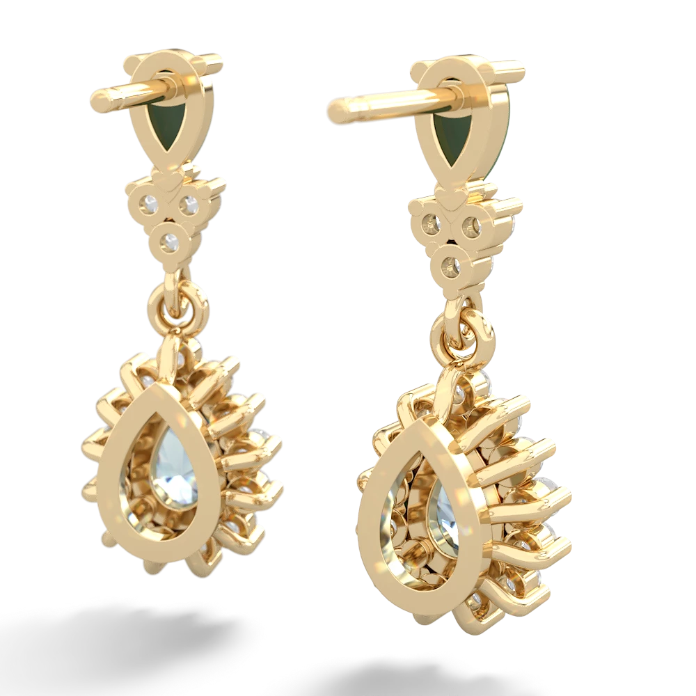 Jade Halo Pear Dangle 14K Yellow Gold earrings E1882