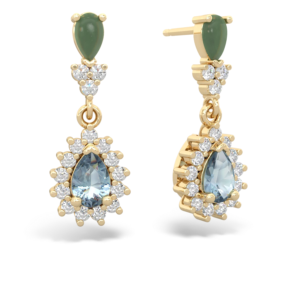 Jade Halo Pear Dangle 14K Yellow Gold earrings E1882