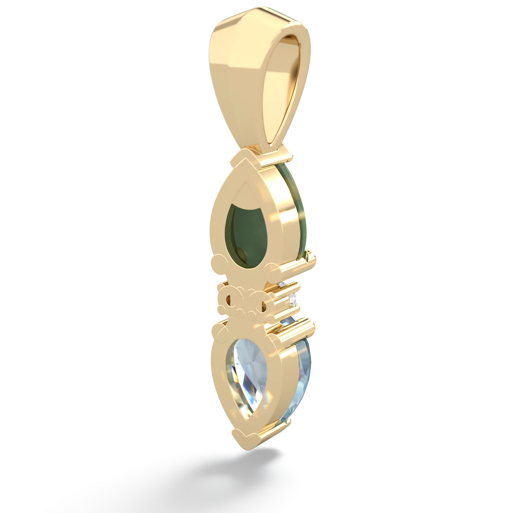 Jade Bowtie Drop 14K Yellow Gold pendant P0865